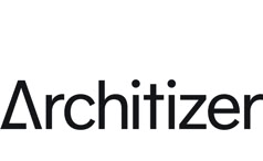 Logo in bianco e nero dell'importante portale online di architettura Architizer