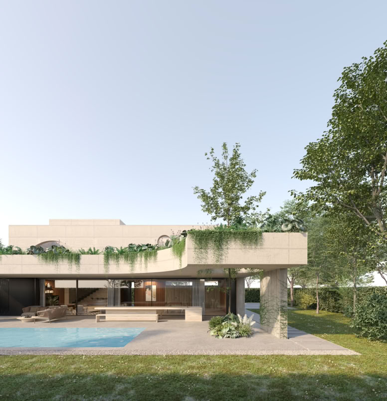 Project by MIDE architetti for a single villa on two levels with pool in Padua.