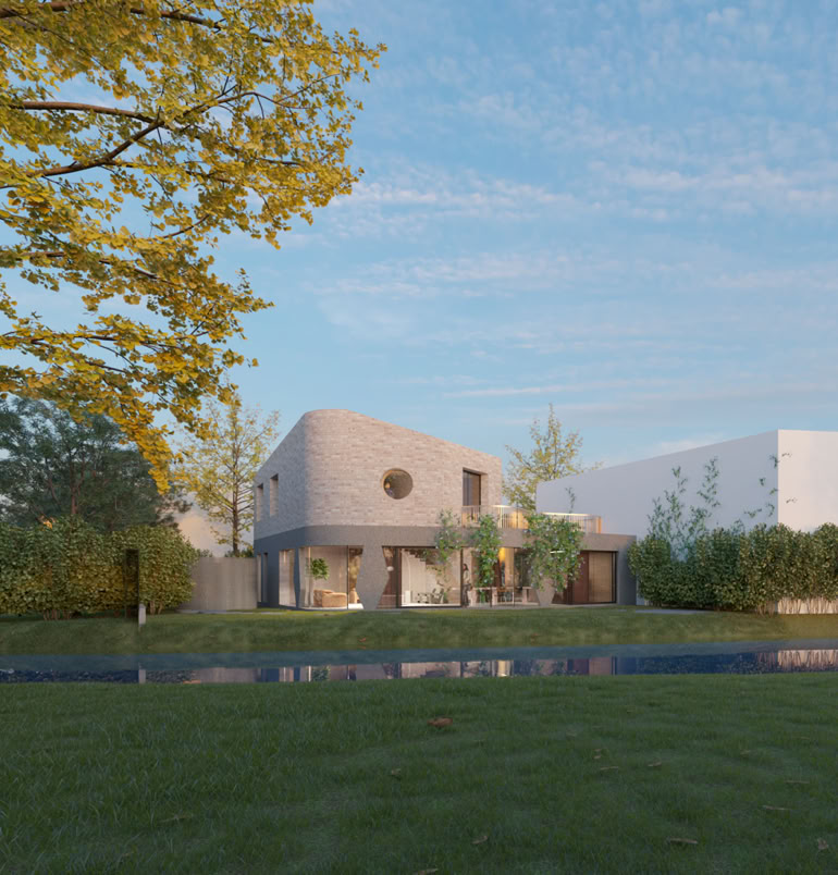Residenza contemporanea sul fiume con suite panoramica, terrazza e scala scenografica in calcestruzzo, progettata da MIDE architetti.
