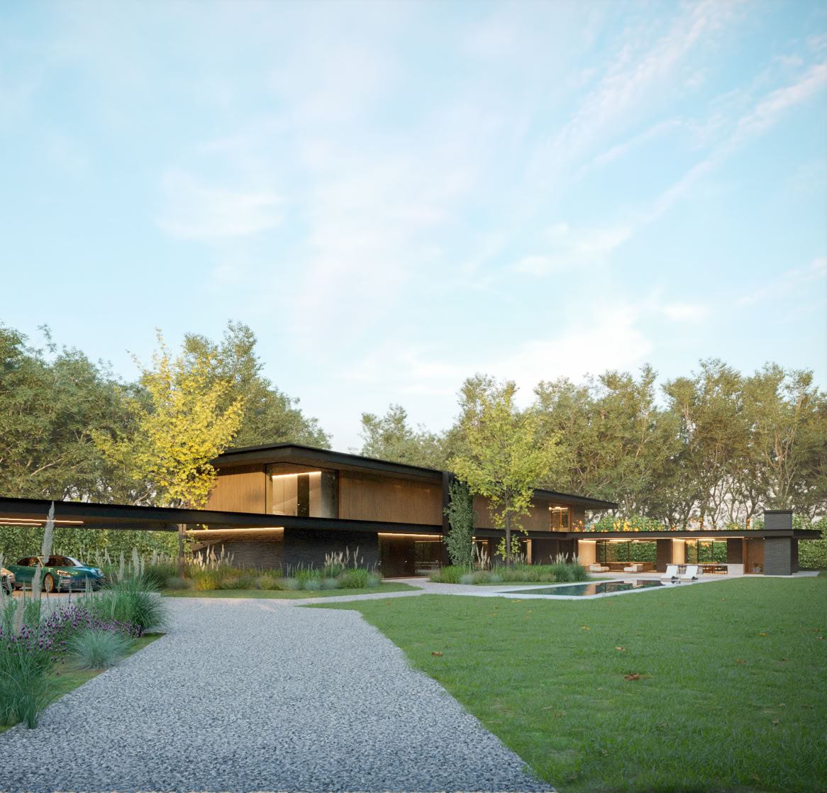 Villa contemporanea a Treviso firmata MIDE architetti: pietra, legno e ampie vetrate per un dialogo elegante tra interni ed esterni.