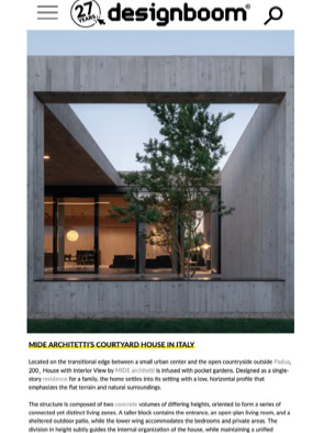 Richiamo all'articolo pubblicato su designboom in merito ad un progetto di MIDE architetti: Villa con vista interna.