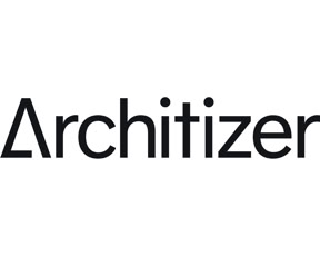 Logo in bianco e nero dell'importante portale online di architettura Architizer